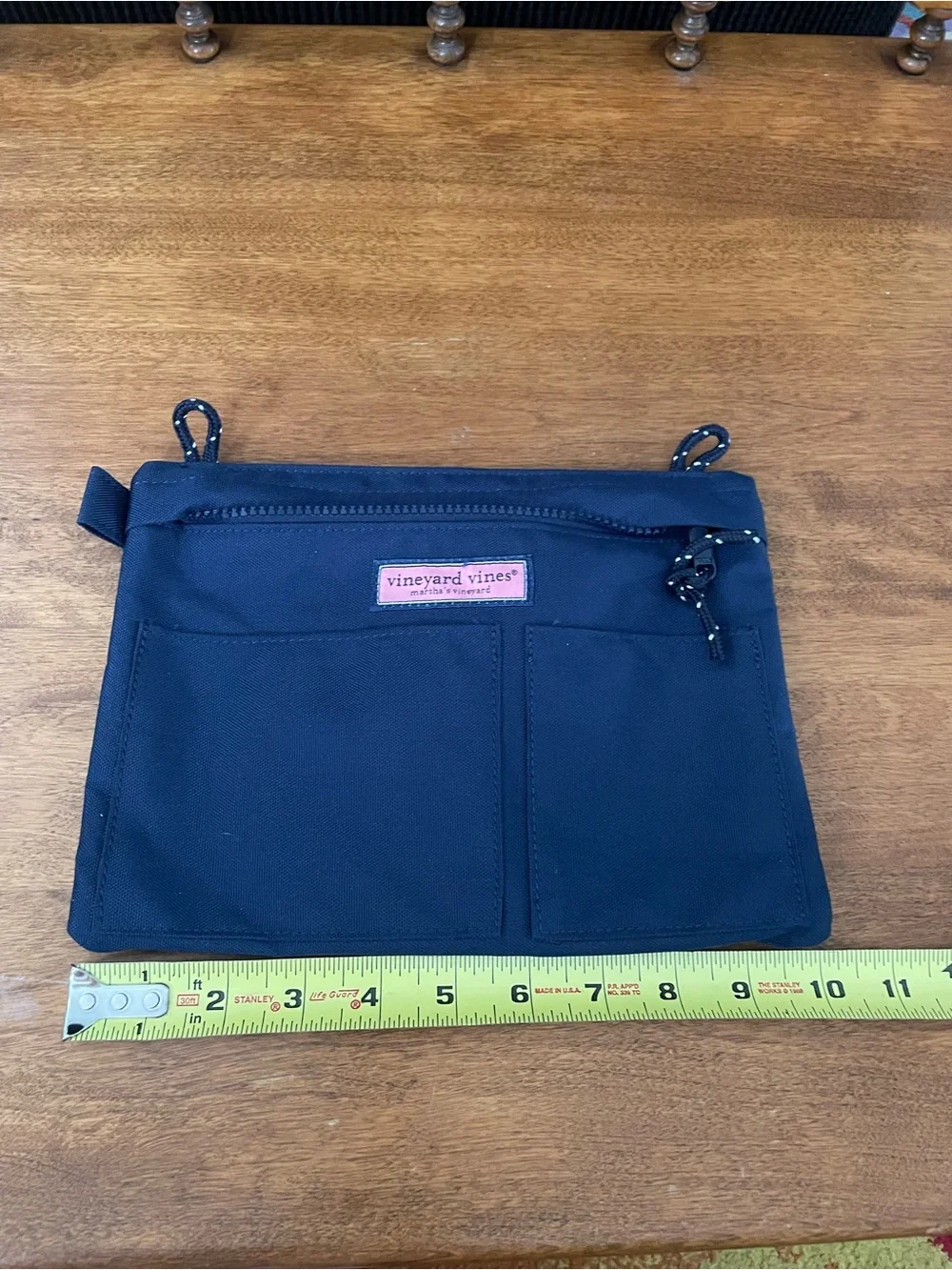 Vineyard Vines Navy Canvas Cosmetic Pouch with Pink Logo Patch